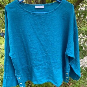 Bryn Walker teal linen top